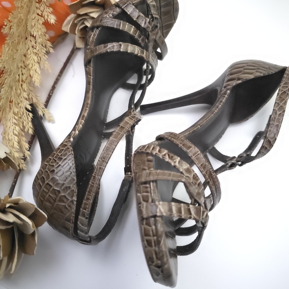 Tory Burch Brown Strappy Women's Heels Sz 9.5 - Picture 10 of 11